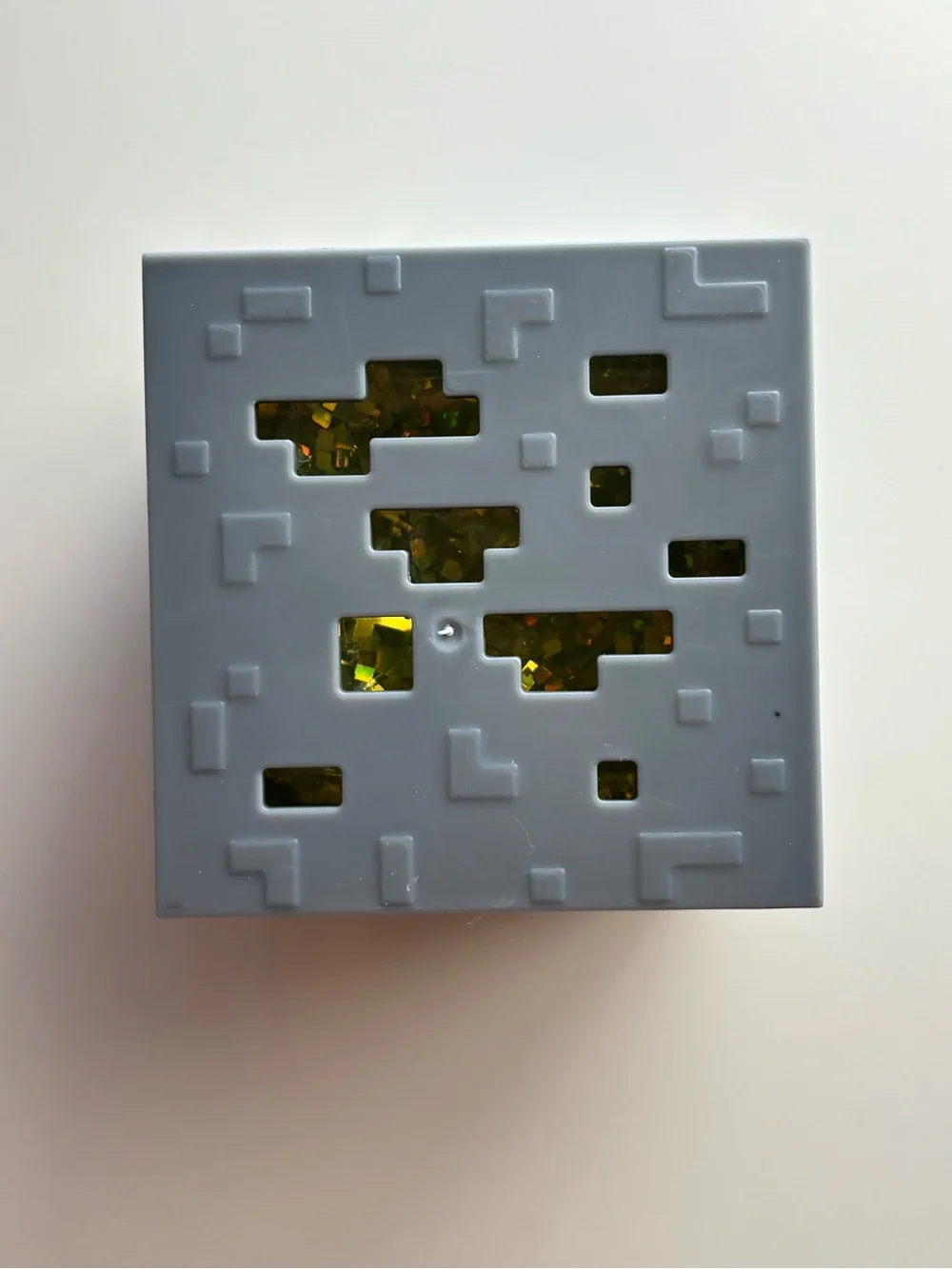 Minecraft Gray Pixel jelly cube with Yellow Holographic Interior